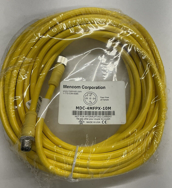 Mencom MDC-4MFPX-10M M12, Male / Female 4-Pole 10-Meter Cable