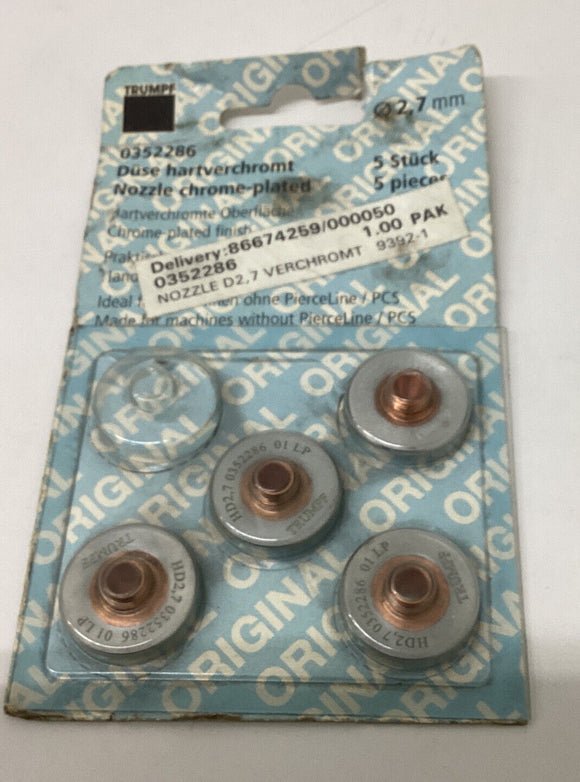 Trumpf  0352286 Qty 4  2.7mm Chrome Plated Nozzles