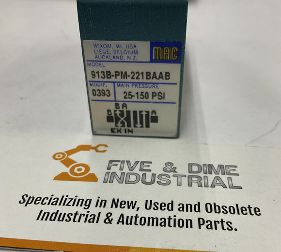 Mac 913B-PM-221BAAB Solenoid Valve 4 Way