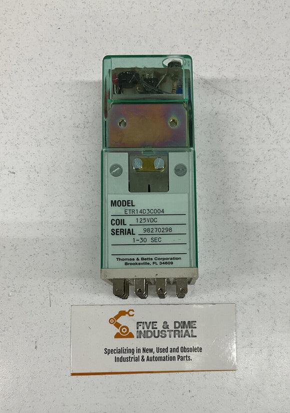 Thomas & Betts Agastat ETR14D3C004 Control Relay 125VDC 1-30 Sec