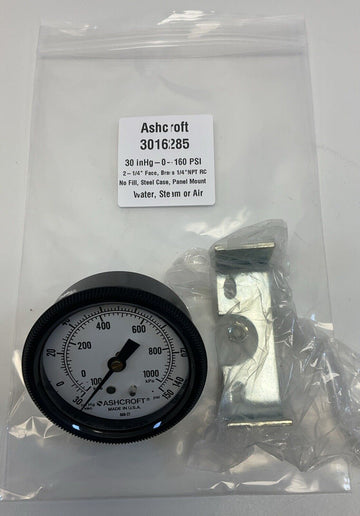Ashcroft  3016285  2-1/4" 150PSI to 30 in. Hg Panel Mount Gauge  1/4" NPT - 0