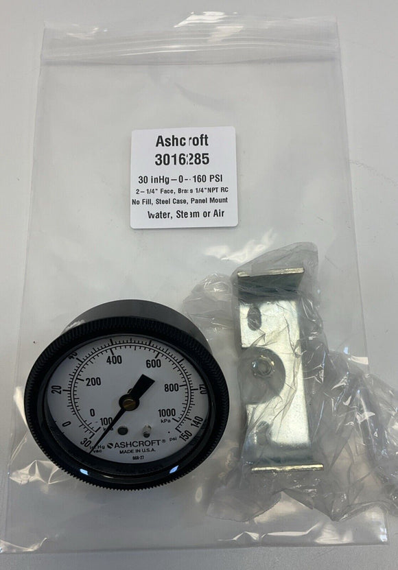 Ashcroft  3016285  2-1/4" 150PSI to 30 in. Hg Panel Mount Gauge  1/4" NPT