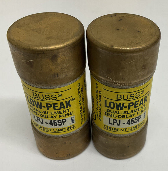 Bussmann Low-Peak LPJ-45SP Time-Delay Fuses 45 Amp Lot of 2