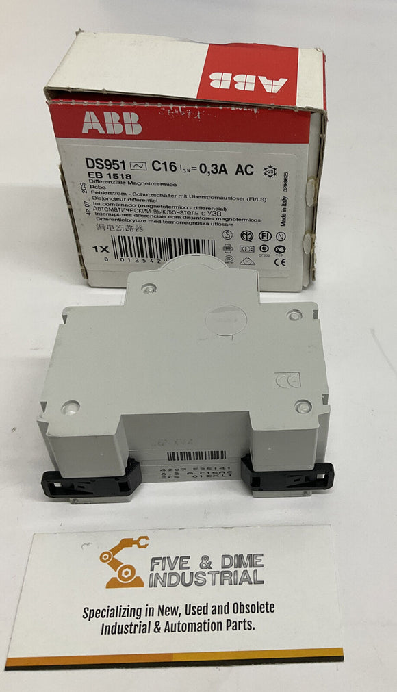 ABB DS951-C16/ D5951-A-C16 Din Mount 16 Amp Circuit Breaker