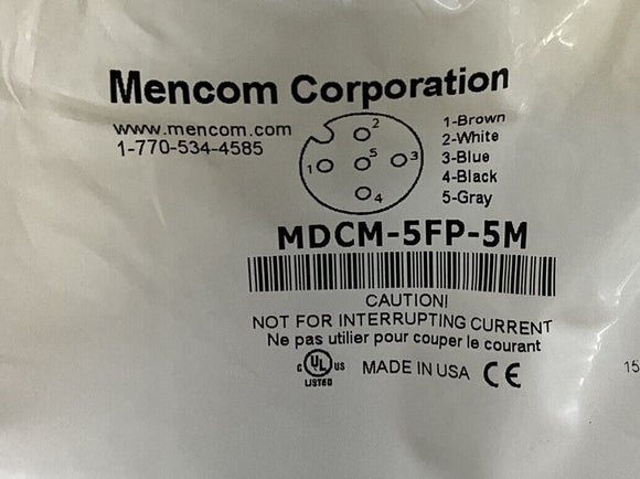 Mencom MDCM-5FP-5M M12 Single-End Female 5-Pole 5-Meter Cable