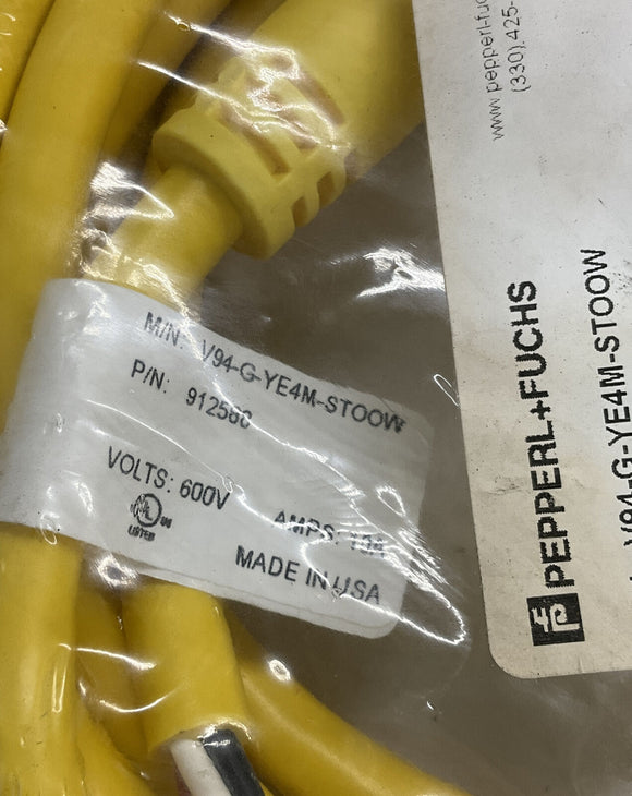 Pepper Fuchs V94-G-YE4M-STOOW / 912588 600V 10A Cable Cordset 4 Meters