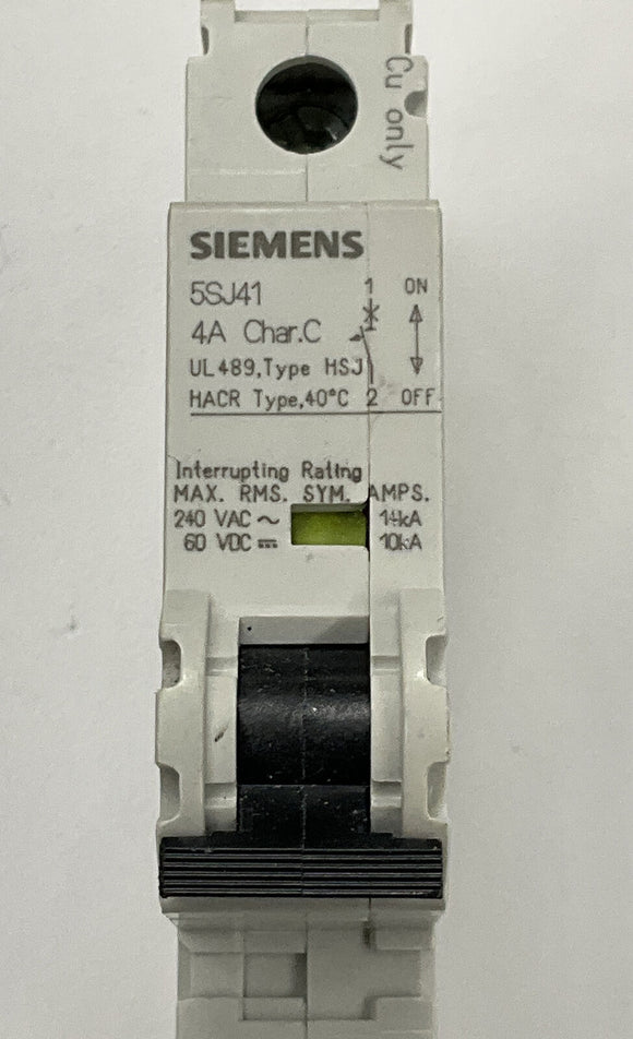 Siemens 5SJ4104-7HG40 HSJ Circuit Breaker 4 Amp Din Mount
