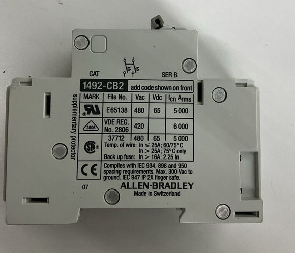 Allen Bradley 1492-CB2 480VAC 5A Circuit Breaker SER.B