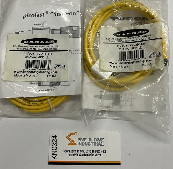 Banner 62998 / PKW-6Z-2 Single-End, Pico Female, 6-Pole 90° Sensor Cable