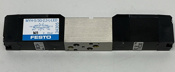 Festo MOYH-5/3G-2,3-L-LED 24VDC Solenoid Valve 34305 with Hardware and Gasket