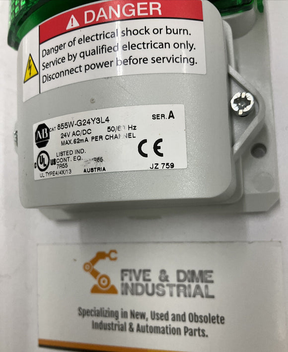 Allen Bradley 855W-G24Y3L4 Wall Mount Signal Light