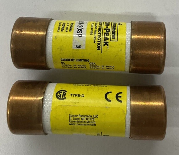 Bussmann LPJ-20SP Low Peak Class J Fuses Lot of 2