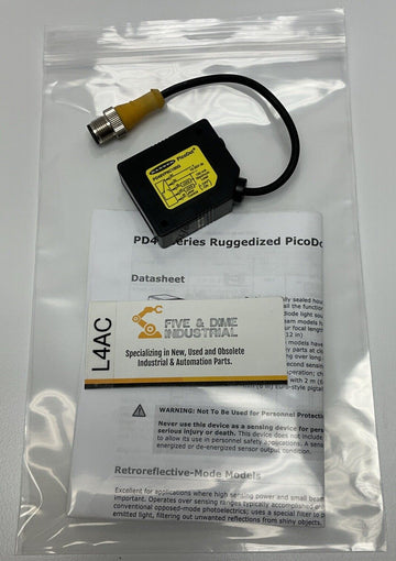 Banner PD49VP6C100Q PicoDot Convergent Laser Sensor 10-30 VDC NPN 4" Focus