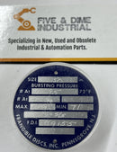 Frangible Disc Inc 49155 Size .50"  1/2" Bursting Pressure 75 @ 72°-1