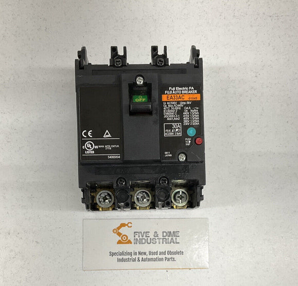 Fuji Electric EA33AC-030 Circuit Breaker Motor Disconnect 30A 3P
