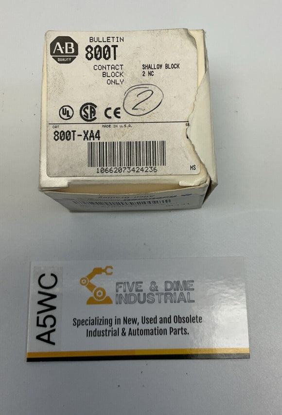 Allen Bradley 800T-XA4 Shallow Contact Block 2-Normally Closed