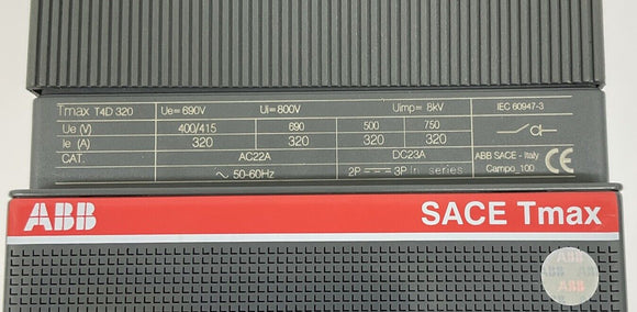 ABB T4D320 Tmax Circuit Breaker 320A 690V 3P AC22A