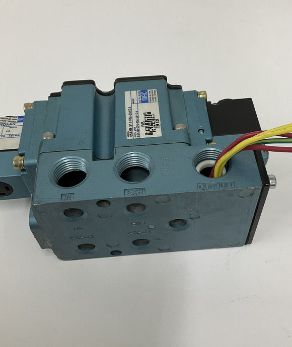 Mac 6543B-211-PM-591DA Valve w/ Base & 2 PME-591DAAG Solenoid 24 VDC