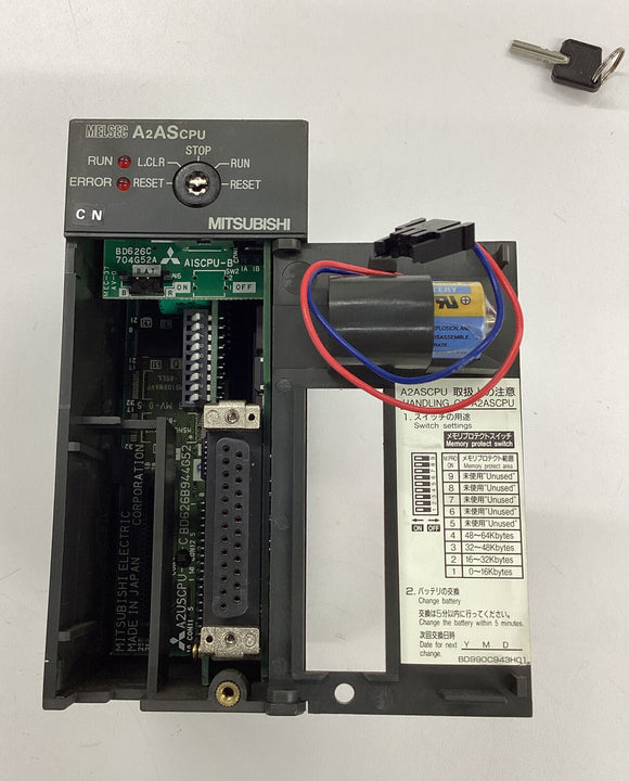Mitsubishi A2ASCPU CPU PLC, 14k Step Processor w/ Key