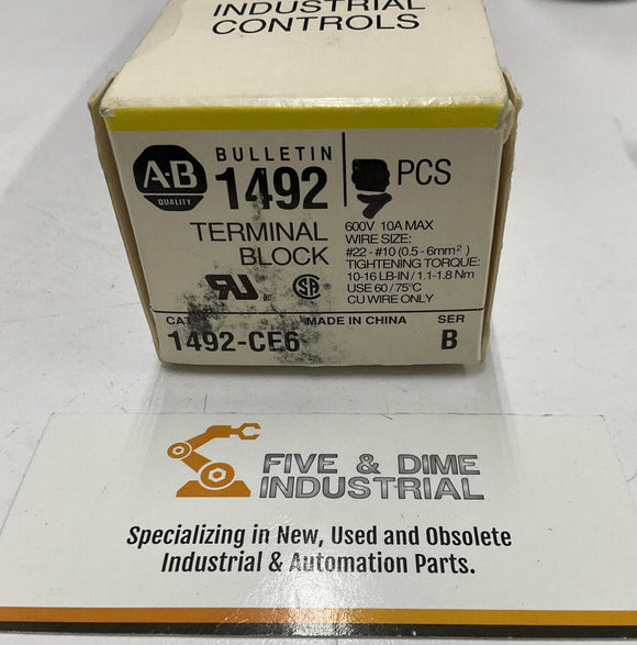 Allen Bradley 1492-CE6 Ser B Terminal Blocks. Lot of 7.