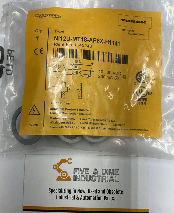 Turck NI12U-MT18-AP6X-H1141 Uprox Sensor 1645240