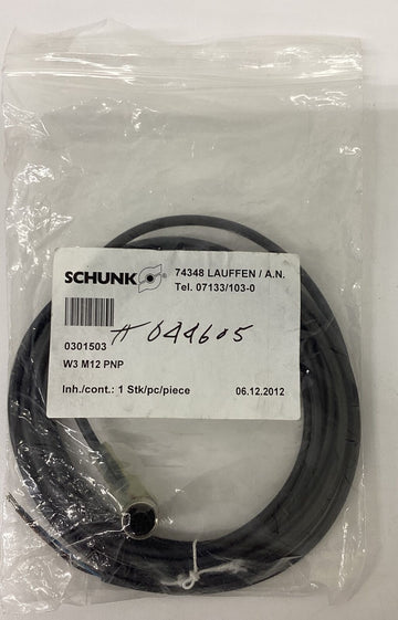 Schunk 0301503 Sensor Cable W3 M12 Pnp - 0
