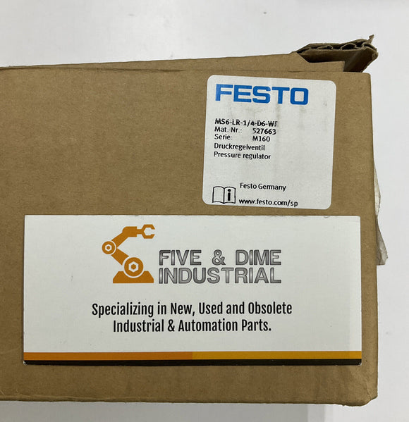 Festo MS6-LR-1/4-D6-WR Pressure Regulator 527663 Ser. M160
