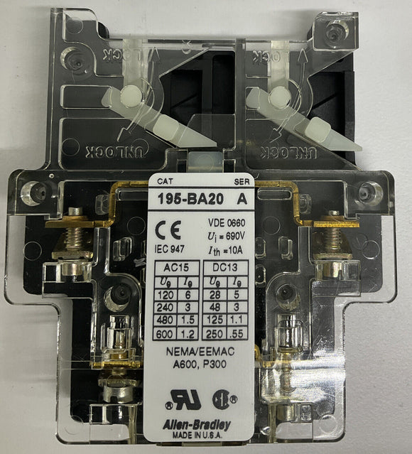 Allen Bradley 195-BA20 Auxiliary Contact Switch