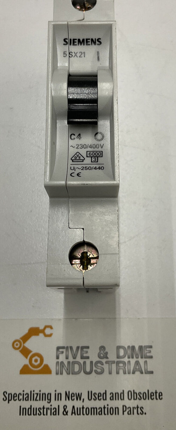 Siemens 5SX21-C4 Circuit Breaker 1-Pole 4 Amp Din Mount
