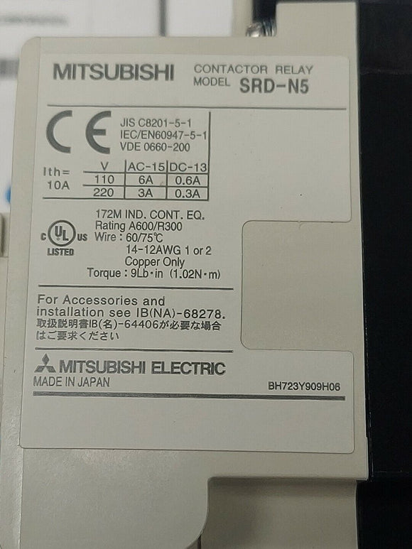 Mitsubishi SRD-N5CX 36VDC Coil Contractor Relay