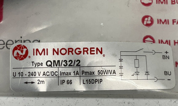 Imi Norgren QM 32 2 Reed Switch 10 240 Volts AC DC 50W VA  2 Meters