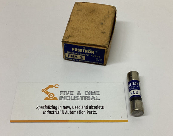 Bussmann Fusetron FNA-3 Box of (10)  3A Dual Element Fuses