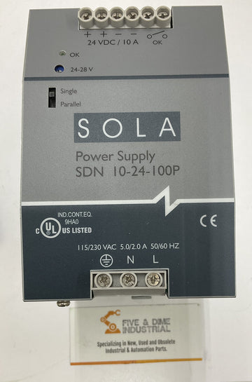 Sola SDN 10-24-100P Power Supply 115/230 Vac 24 Vdc / 10A - 0