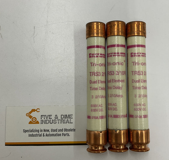 Gould Shawmut Lot of 3 TRS3-2/10R Dual Element Fuses 3-2/10 Amp RK5