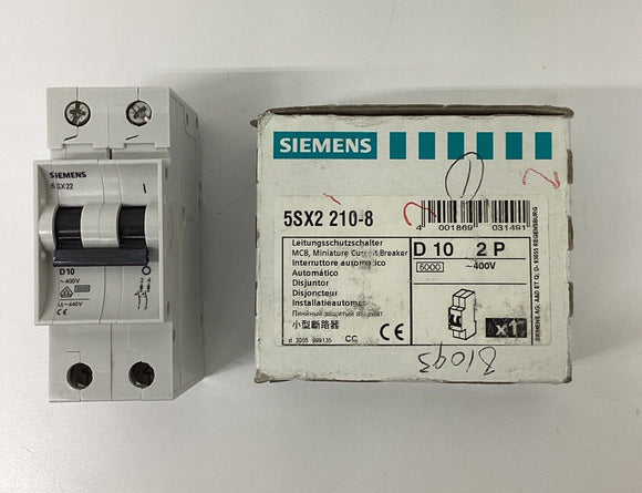 Siemens 5SX2-210-8 Circuit Breaker 2-Pole 10-Amp