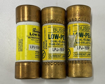 Bussmann LPJ-15SP Low Peak Fuses 15A. Lot of 3 - 0