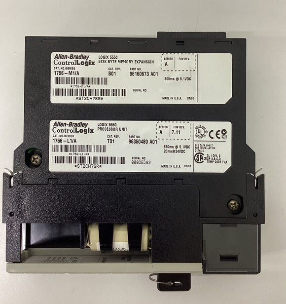Allen Bradley 1756-L1/A Processor w/ 1756-M1/A Memory FW 7.11