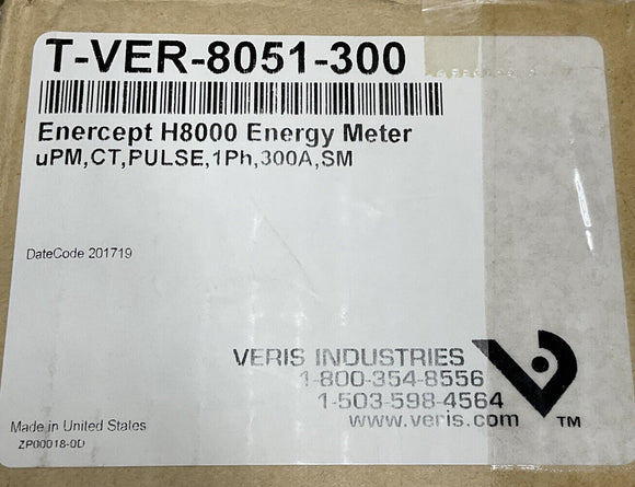 Veris T-VER-8051-300 Enercept H8000 Energy Meter 300A, 1-Phase