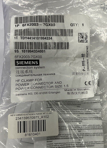 Siemens 6FX2003-7GX00 HF Clamp For Power Connector Size 1.5 - 0
