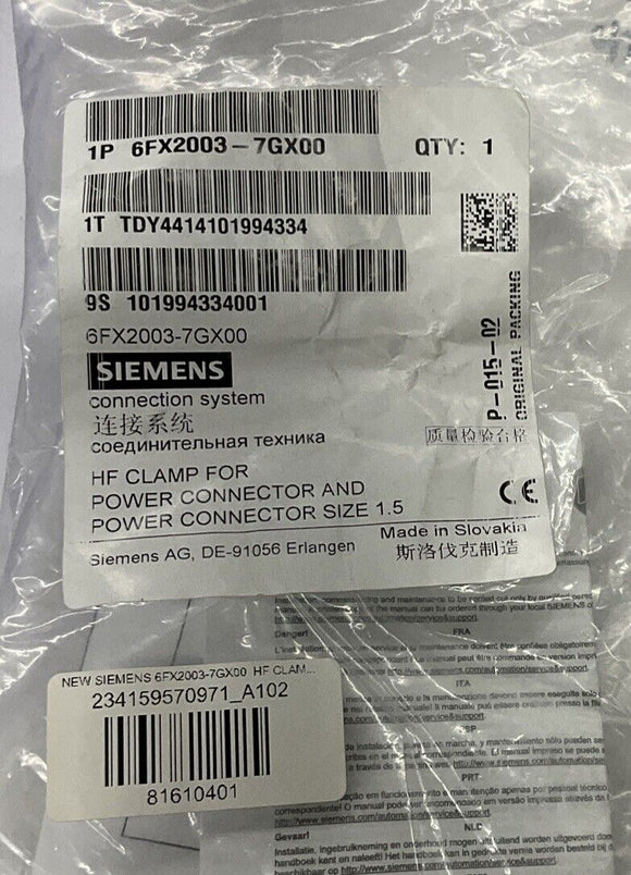 Siemens 6FX2003-7GX00 HF Clamp For Power Connector Size 1.5
