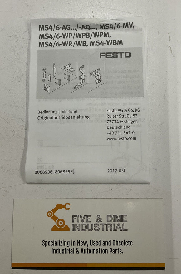 Festo MS6-LR-1/4-D6-WR Pressure Regulator 527663 Ser. M160