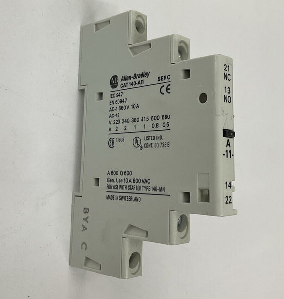 Allen Bradley 140-A11 Auxiliary Contactor 1-N0 1-NC