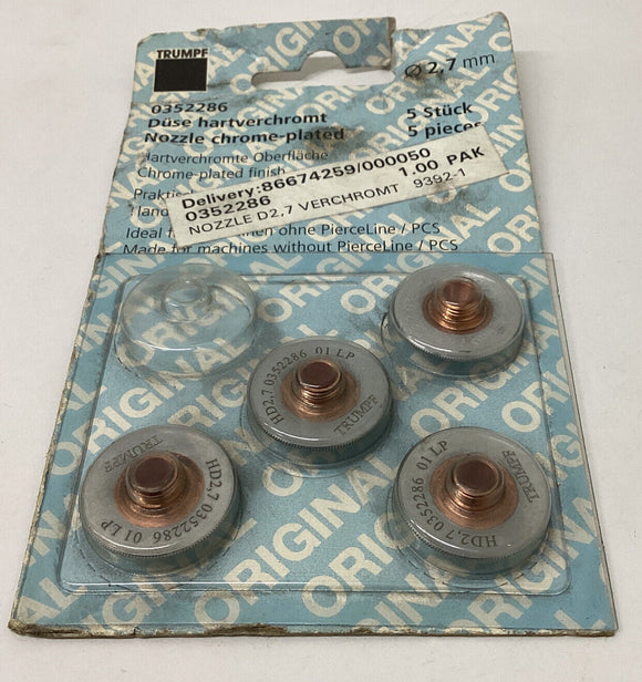 Trumpf  0352286 Qty 4  2.7mm Chrome Plated Nozzles