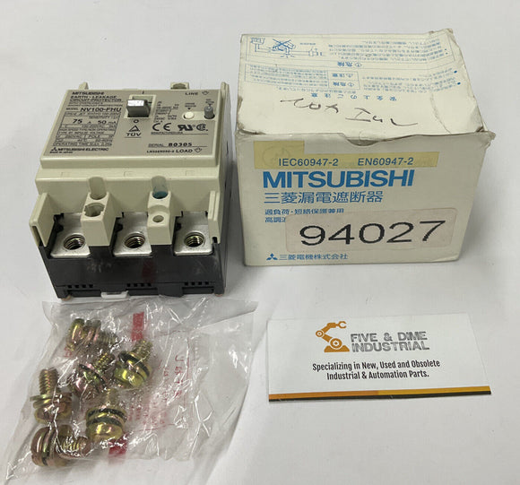 Mitsubishi NV100-FHU 3-Pole 230-240VAC Circuit Breaker 75-Amp