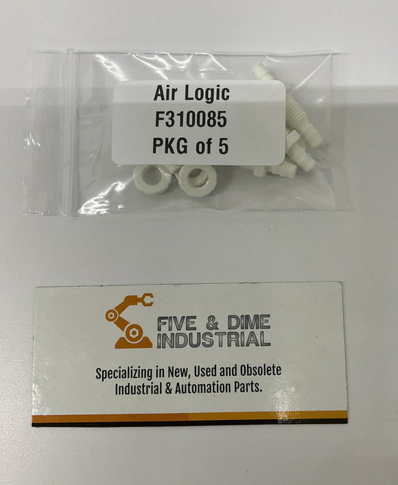 Air Logic F310085  Nylon 1/8'' Barbs Bulkhead Fitting 5-Pack