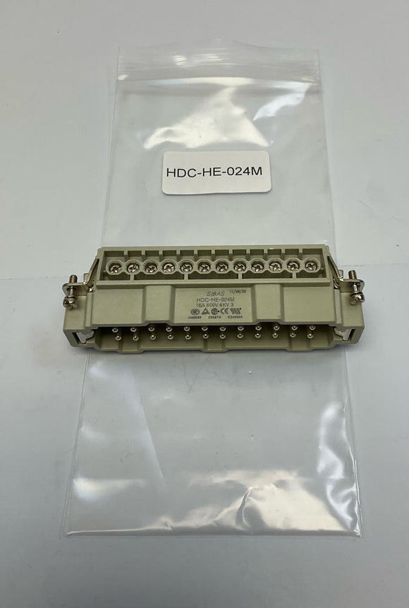 Sibas  HDC-HE-024M  24-Pin Insert, Male Connector w/ Screw Terminals