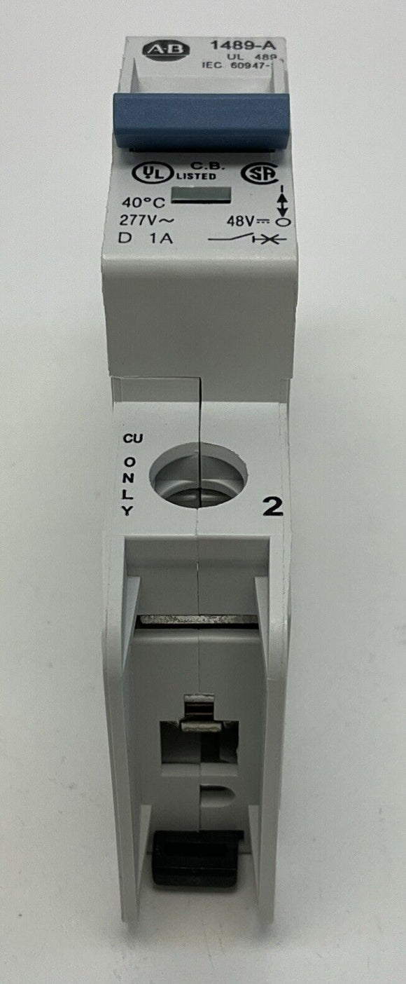 Allen Bradley  1489-A1D010  1 Amp 1 Pole Circuit Breaker  48 VDC,  277 VAC