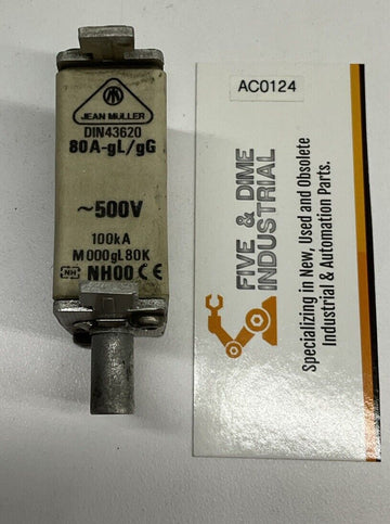 Jean Muller 80A-gL/gG Fuse Link 80-Amp 500 Vac Type Din 43620 NH00