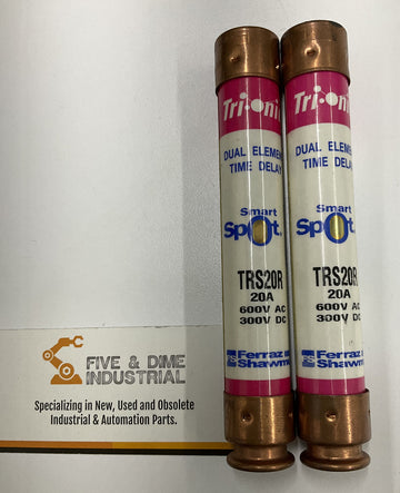 Gould Shawmut Tri-Onic TRS20R  Lot of (2) Time Delay Fuses - 0