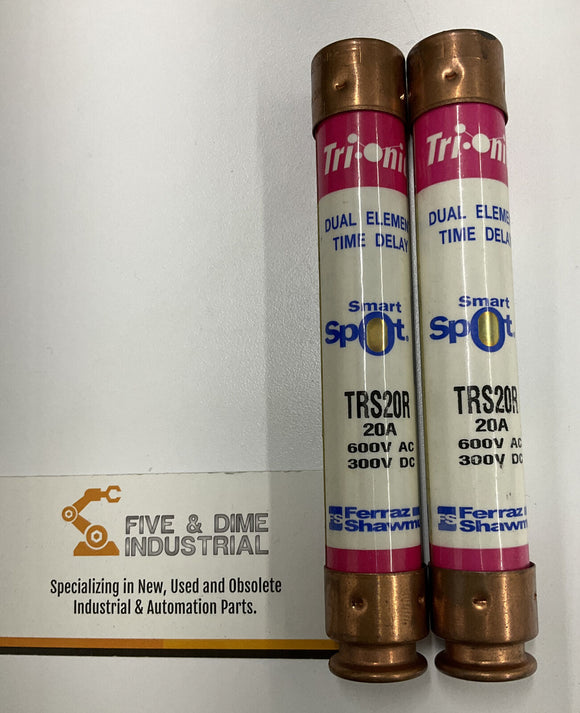 Gould Shawmut Tri-Onic TRS20R  Lot of (2) Time Delay Fuses